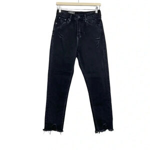 The People Vs. Jeans Black High Rise Distressed Raw Hem Size 8
